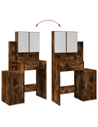 Toeletta con Armadietto Rovere Fumo 80x35x132 cm