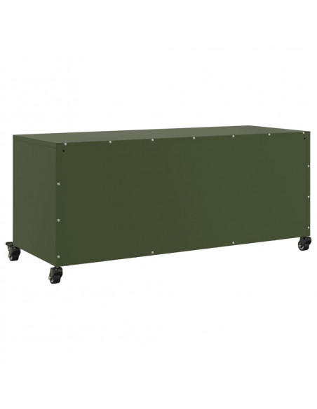 Mobile TV Verde Oliva 100,5x39x43,5cm Acciaio Laminato a Freddo