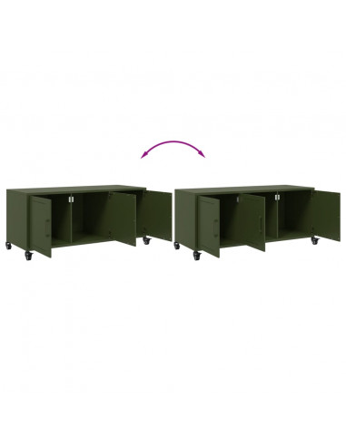 Mobile TV Verde Oliva 100,5x39x43,5cm Acciaio Laminato a Freddo