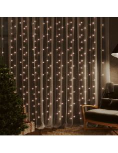 Tenda Luci a Ghiaccioli 3x3m 300 LED Bianco Caldo 8 Funzioni