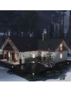 Tenda Luci LED Ghiacciolo 10m 400 LED Bianco Freddo 8 Funzioni