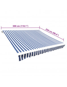 Tenda Parasole in Tela Blu e Bianco 3x2,5m (Telaio non Incluso)