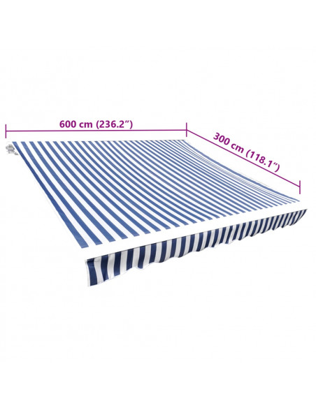 Tenda Parasole in Tela Blu e Bianco 6x3m (Telaio non Incluso)