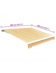 Tenda Parasole Tela Giallo e Bianco 4x3m (Telaio non Incluso)