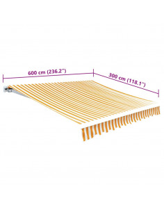 Tenda Parasole Tela Giallo e Bianco 6x3m (Telaio non Incluso)