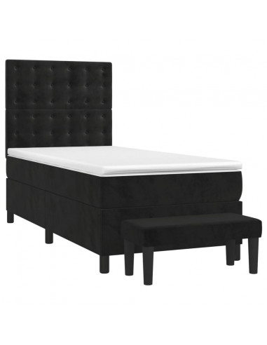 Giroletto a Molle con Materasso Nero 100x200 cm in Velluto