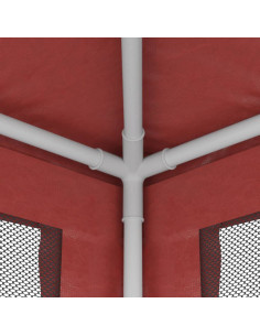 Tenda per Feste con 6 Pareti Laterali in Rete Rossa 3x6 m HDPE