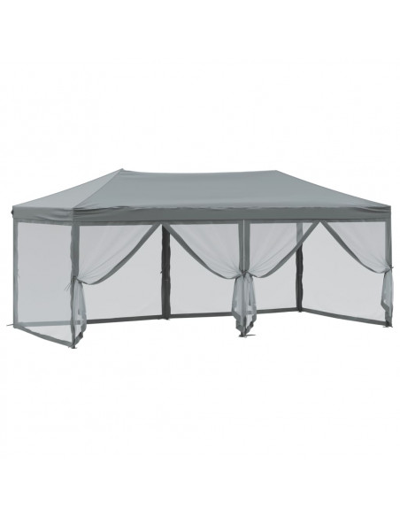 Tenda per Feste Pieghevole con Pareti Laterali Antracite 3x6 m
