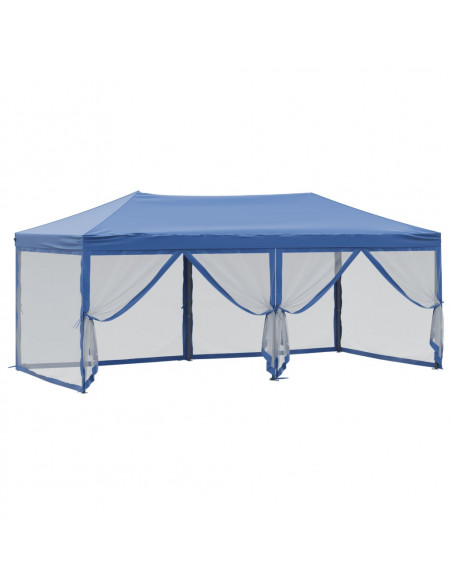 Tenda per Feste Pieghevole con Pareti Laterali Blu 3x6 m