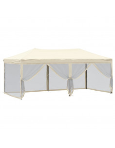 Tenda per Feste Pieghevole con Pareti Laterali Crema 3x6 m