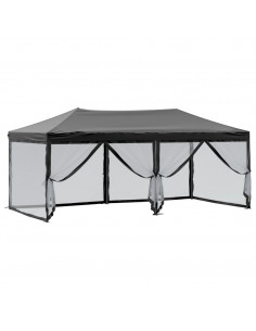 Tenda per Feste Pieghevole con Pareti Laterali Nero 3x6 m