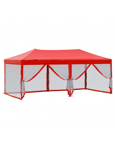 Tenda per Feste Pieghevole con Pareti Laterali Rosso 3x6 m