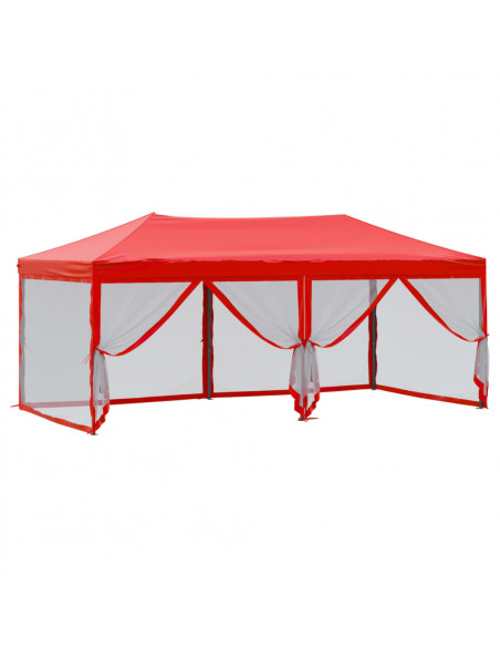Tenda per Feste Pieghevole con Pareti Laterali Rosso 3x6 m