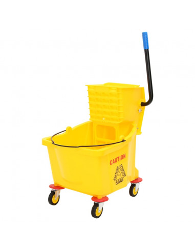 Secchio Mocio con Strizzatoio e Ruote Giallo 36 L Polipropilene