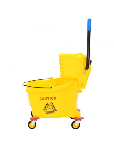 Secchio Mocio con Strizzatoio e Ruote Giallo 36 L Polipropilene