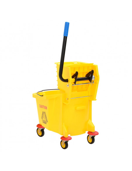 Secchio Mocio con Strizzatoio e Ruote Giallo 36 L Polipropilene