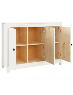 Credenza Bianca 100x35x74 cm in Legno Massello di Pino 2