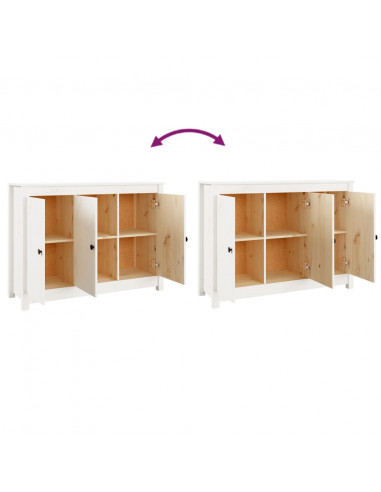 Credenza Bianca 100x35x74 cm in Legno Massello di Pino