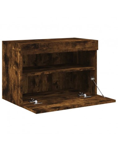 Mobile TV a Parete con Luci LED Rovere Fumo 60x30x40 cm
