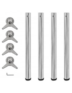 Set 4 gambe cromate per tavolo regolabili in altezza 710 mm 2