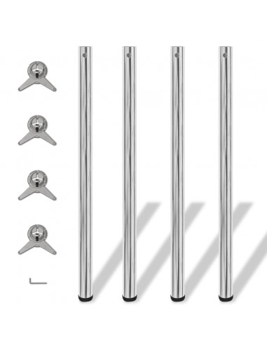 Gambe per Tavolo 4 pz Altezza Regolabile Cromate 1100 mm
