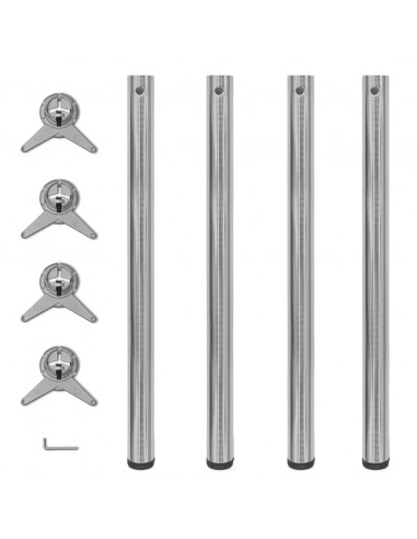 Set Gambe Tavolo 4 pz in Nickel Spazzolato Regolabili 870 mm