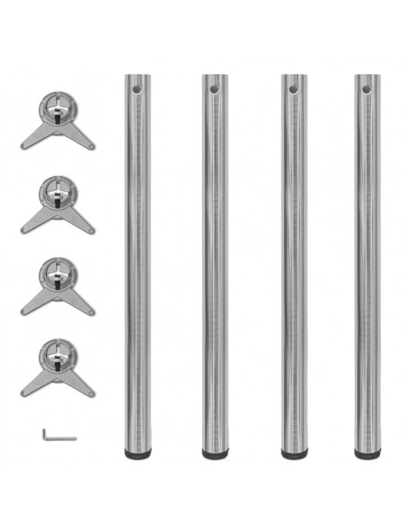 Set Gambe Tavolo 4 pz in Nickel Spazzolato Regolabili 870 mm