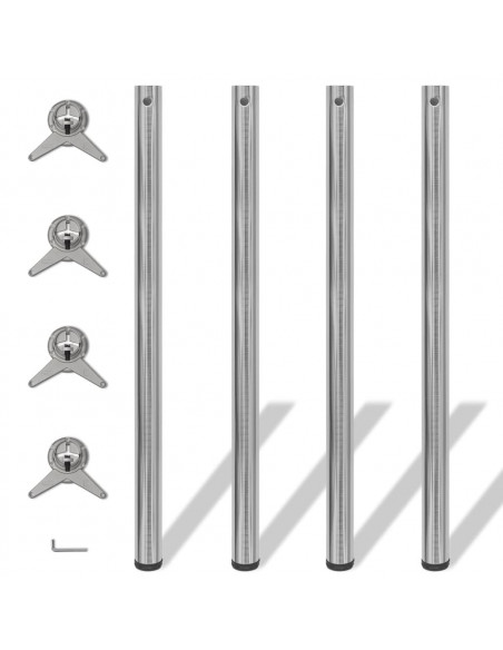 Set Gambe Tavolo 4 pz in Nickel Spazzolato Regolabili 1100 mm