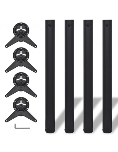 Set Gambe per Tavolo 4 pz Nere Regolabili in Altezza 710 mm