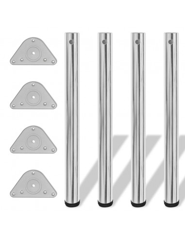 Gambe per Tavolo 4 pz Altezza Regolabile Cromate 710 mm