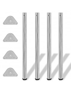 Gambe per Tavolo 4 pz Altezza Regolabile Cromate 870 mm 2