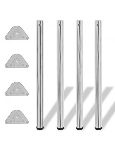 Gambe per Tavolo 4 pz Altezza Regolabile Cromate 870 mm