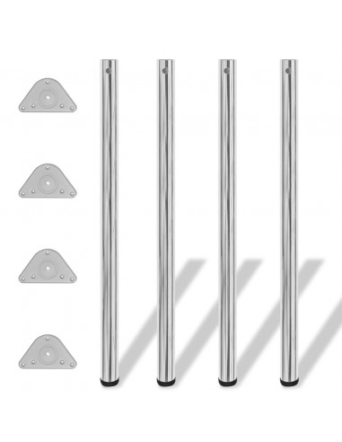 Gambe per Tavolo 4 pz Altezza Regolabile Cromate 1100 mm