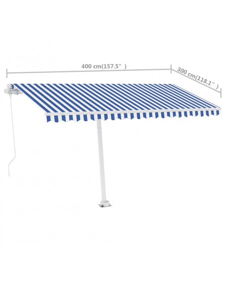 Tenda Retrattile Manuale Autoportante 400x300 cm Giallo Bianco
