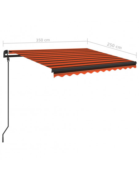 Tenda Retrattile Manuale con LED 3,5x2,5m Arancio e Marrone