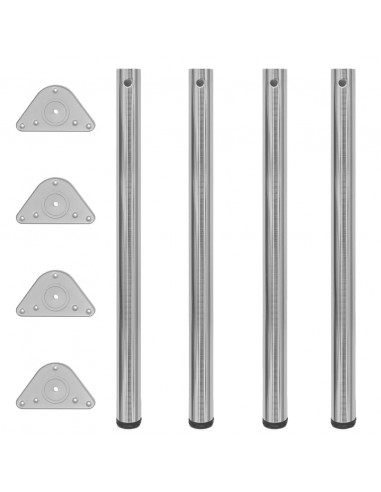 Set Gambe Tavolo 4 pz in Nickel Spazzolato Regolabili 870 mm