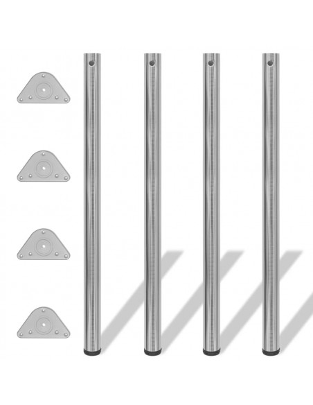 Set Gambe Tavolo 4 pz in Nickel Spazzolato Regolabili 1100 mm
