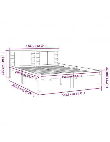 Giroletto Bianco in Legno Massello 150x200 cm King Size