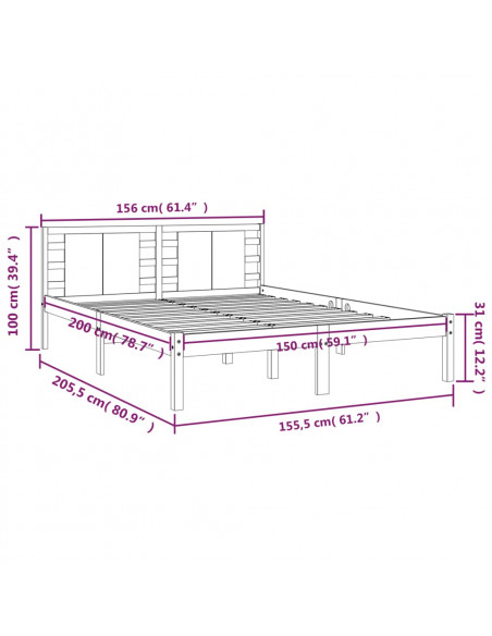 Giroletto Bianco in Legno Massello 150x200 cm King Size