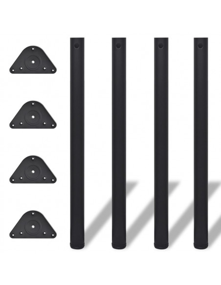 Set Gambe Tavolo Altezza Regolabile Nere 870 mm