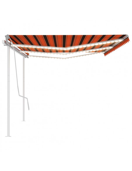 Tenda Retrattile Manuale con LED 6x3,5 m Arancio e Marrone
