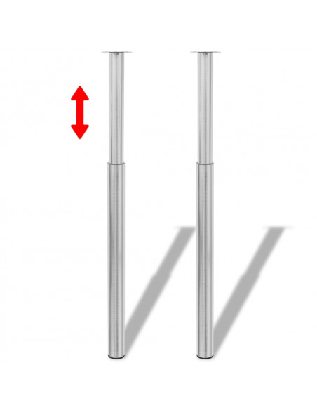 Gambe Telescopiche Tavolo 2 pz Nichel Spazzolato 710 mm-1100 mm
