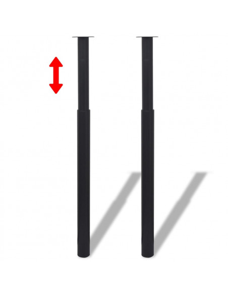 Gambe Telescopiche per Tavolo 2 pz Nere 710 mm-1100 mm