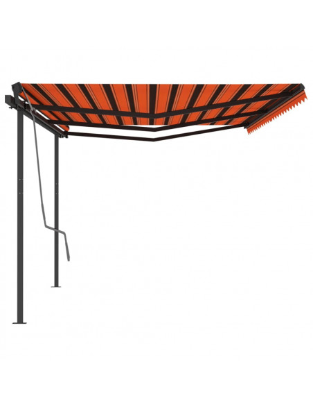 Tenda Retrattile Manuale con Pali 6x3,5 m Arancione e Marrone