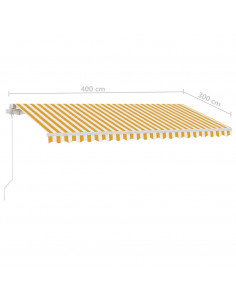 Tenda Retrattile Manuale con Palo 400x300 cm Giallo Bianco
