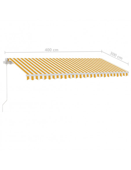 Tenda Retrattile Manuale con Palo 400x300 cm Giallo Bianco