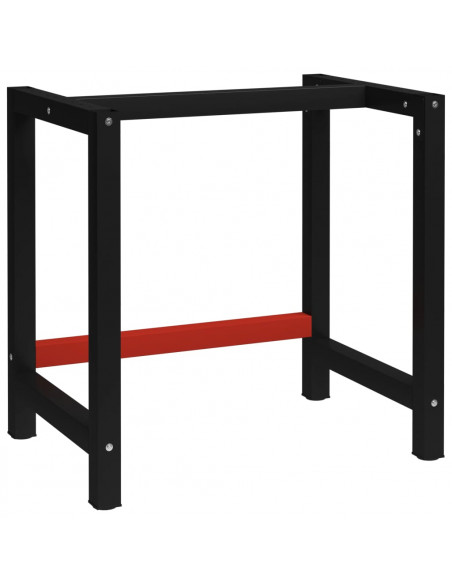 Telaio per Banco da Lavoro in Metallo 80x57x79 cm Nero e Rosso