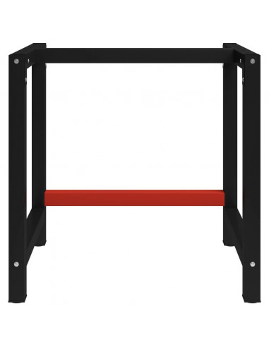 Telaio per Banco da Lavoro in Metallo 80x57x79 cm Nero e Rosso