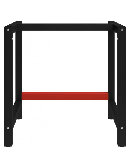 Telaio per Banco da Lavoro in Metallo 80x57x79 cm Nero e Rosso