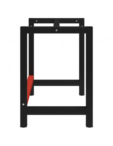 Telaio per Banco da Lavoro in Metallo 80x57x79 cm Nero e Rosso